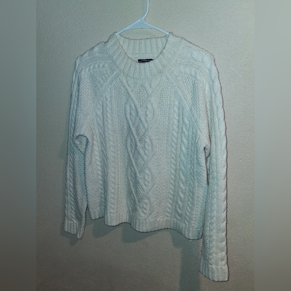 Abercrombie And Fitch Cream Cable Knit Cotton Blend Fisherman Core M
